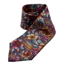 Vintage Christian Dior Monsieur Floral Silk Tie Made in USA