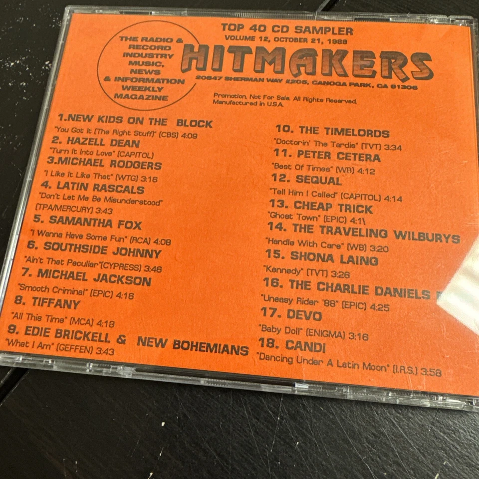 Various Artists: Hitmakers Top 40 Sampler Volume 12 10/21/88 - Image 3 of 3