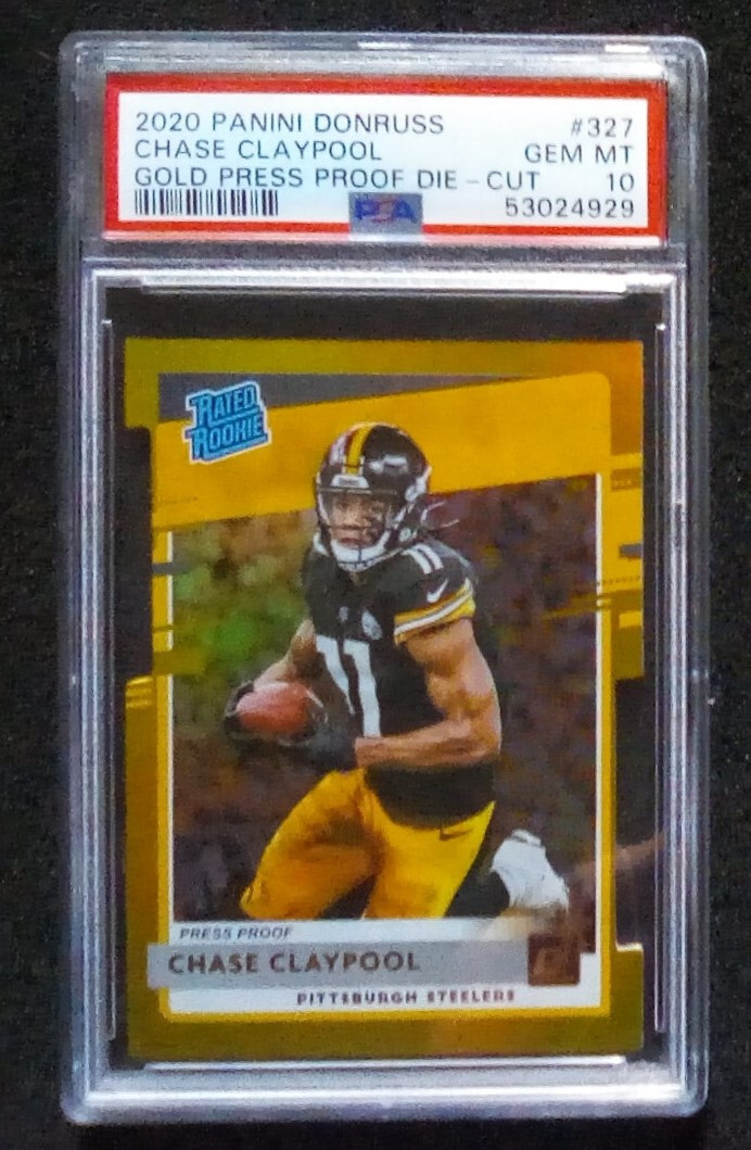 2020 Donruss Chase Claypool SSP GOLD PRESS PROOF DIE CUT 15/25 Psa 10 1/4!