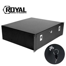 Royal Racks 3U Locking Sliding Drawer Component Cabinet AV Rack Mount Shelf