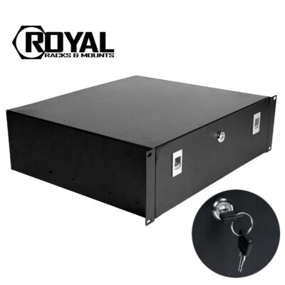 Royal Racks 3U Locking Sliding Drawer Component Cabinet AV Rack Mount ...