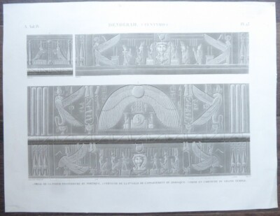 1820's Description de l'Egypte Antiquities Vol IV Plate 23 Dendera Temple Relief