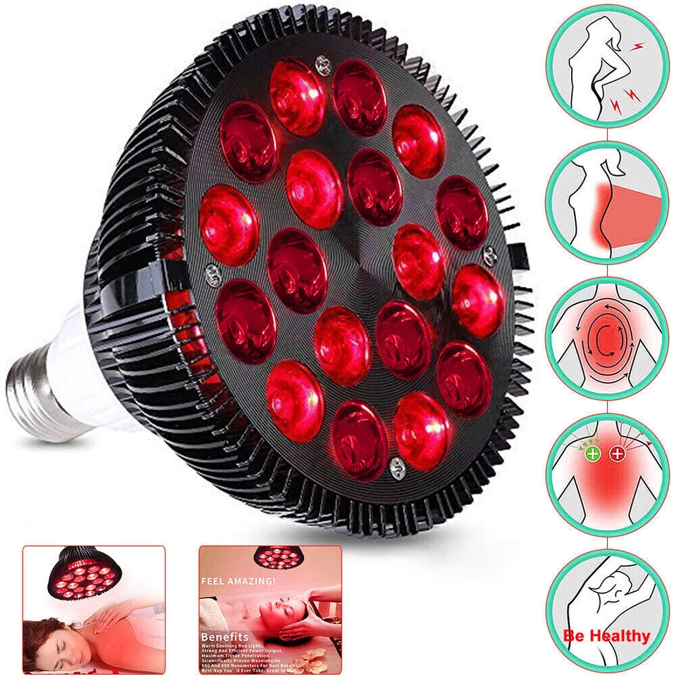 E27 Infrarotlampe 660+850nm LED Rotlicht Therapielampe Lichttherapie Wärmelampe - Bild 3 von 4