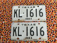 1963 TEXAS PASSENGER LICENSE PLATES KL1616