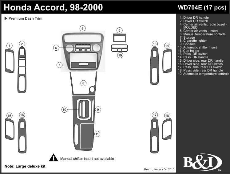 HONDA ACCORD 1998 1999 2000 DASH TRIM KIT e eBay
