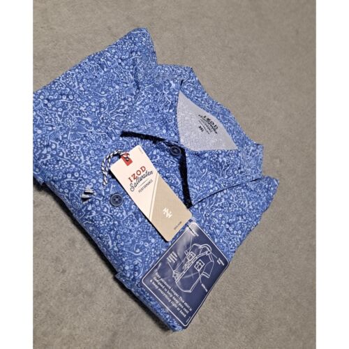 Izod saltwater performance button up shirt fish print sea blue sz 2XL outdoors