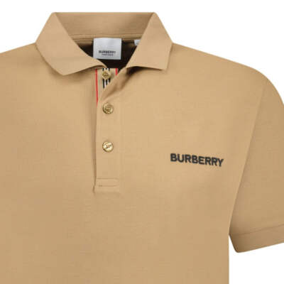 Burberry 'Hartford' Embroidery Logo Check Polo Camel Beige | eBay UK