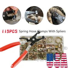 115 PCS Zinc Plated Spring Hose Clamps +1PC Hose clamp Fastener Assortment Kit