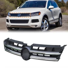 For 2011-2014 VW Touareg Black Front Bumper Upper Grill W/Chrome Trim 7P6853651A