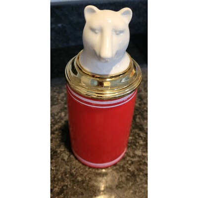 Threshold Red Porcelain Stoneware Christmas Bear Lidded Mug Stein Cup w/Handle