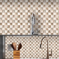 10Pcs Tile Stickers Wall PVC Waterproof Kitchen Bathroom 10 10cm