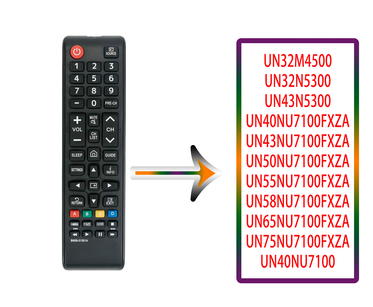 BN5901301A Replace for Samsung TV Remote UN43NU7100 UN50NU7100