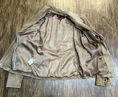 Eddie Bauer Seattle Suede Jacket Womens S Leather Full Zip Light Brown - Picture 5 of 8