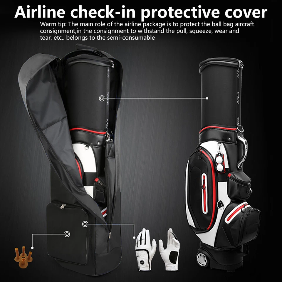 Funda rígida protectora rodante para palos de golf con ruedas para bolsa de golf Foto 3 de 4