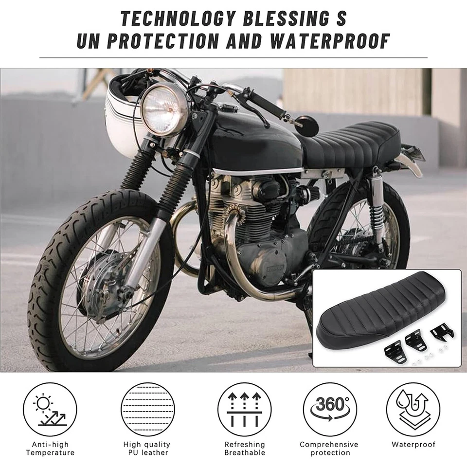 Assento selim plano vintage motocicleta café corrida para Kawasaki KZ750 KZ400 KZ650B - Imagem 3 de 4