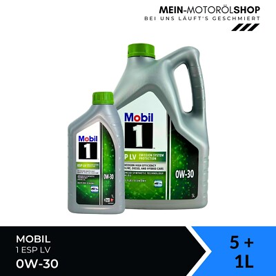 Mobil 1 ESP LV 0W-30 ACEA A5/B5 MB Ford Volvo API SN 5+1 Liter = 6 Liter