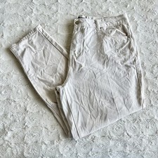 Nasty Gal Jeans Womens 14 Light Beige Tapered Pockets Denim Ripped High Waisted