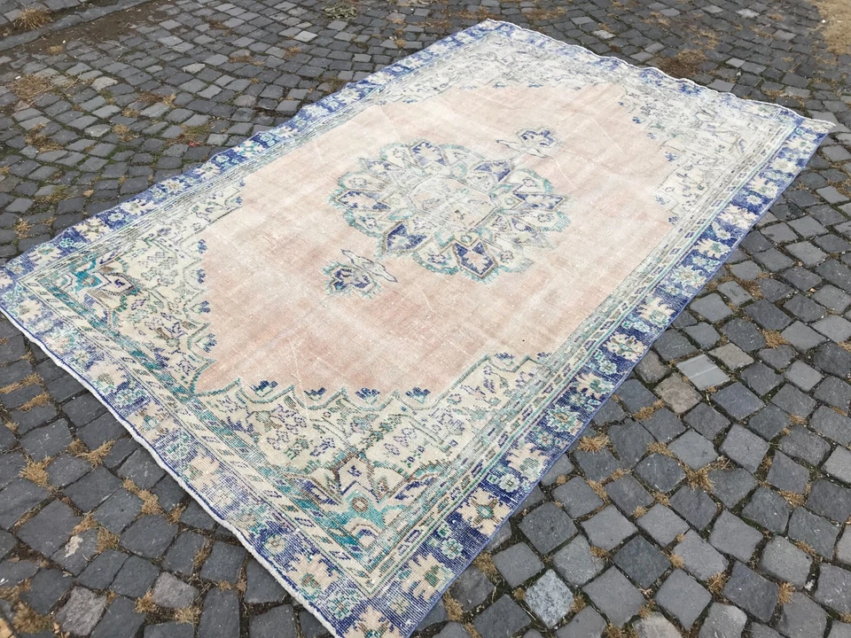 Turkish Antique rug Bohemian Area rug Oushak rug Vintage Rug Handmade Wool rug - Image 4 of 4