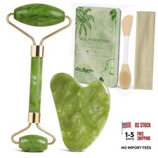 Real Perfection Gua Sha Facial Tools Face Roller for Wrinkles Jade Roller Green