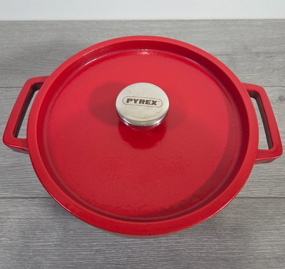 Pyrex Rot Gusseisen Auflaufform Dutch Oven Emaille Topf mit Deckel 28 cm