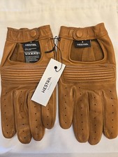 New Hestra Morgan Leather Driving Gloves Size 9 Mens Cork Brown Italian Nappa