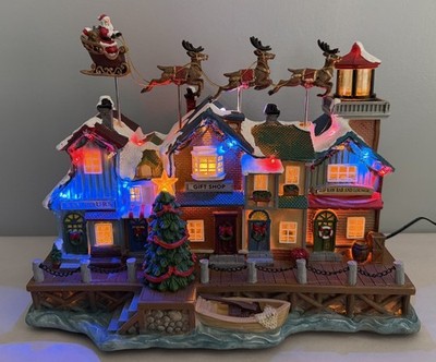 Carole Towne SEIP PIER Santa Claus Reindeer Musical Christmas Village With Box