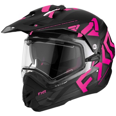 FXR Torque X Team Snowmobile Helmet Electric Shield Sun Shade QRS Black/E Pink