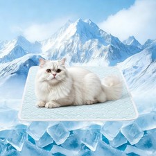 Dog Cooling Mat Instant Cool Relief Washable Non Slip Crate Bed Pad Summer Blue
