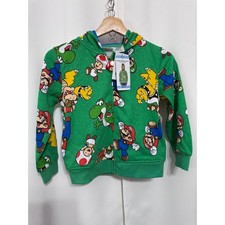 Nintendo Super Mario Boys Zip Up Hoodie Jacket Green S 6/7