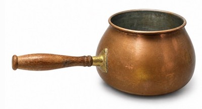 Vintage Tagus Portugal Copper Butter Warmer Sauce Pan Wood Handle Tin Lined