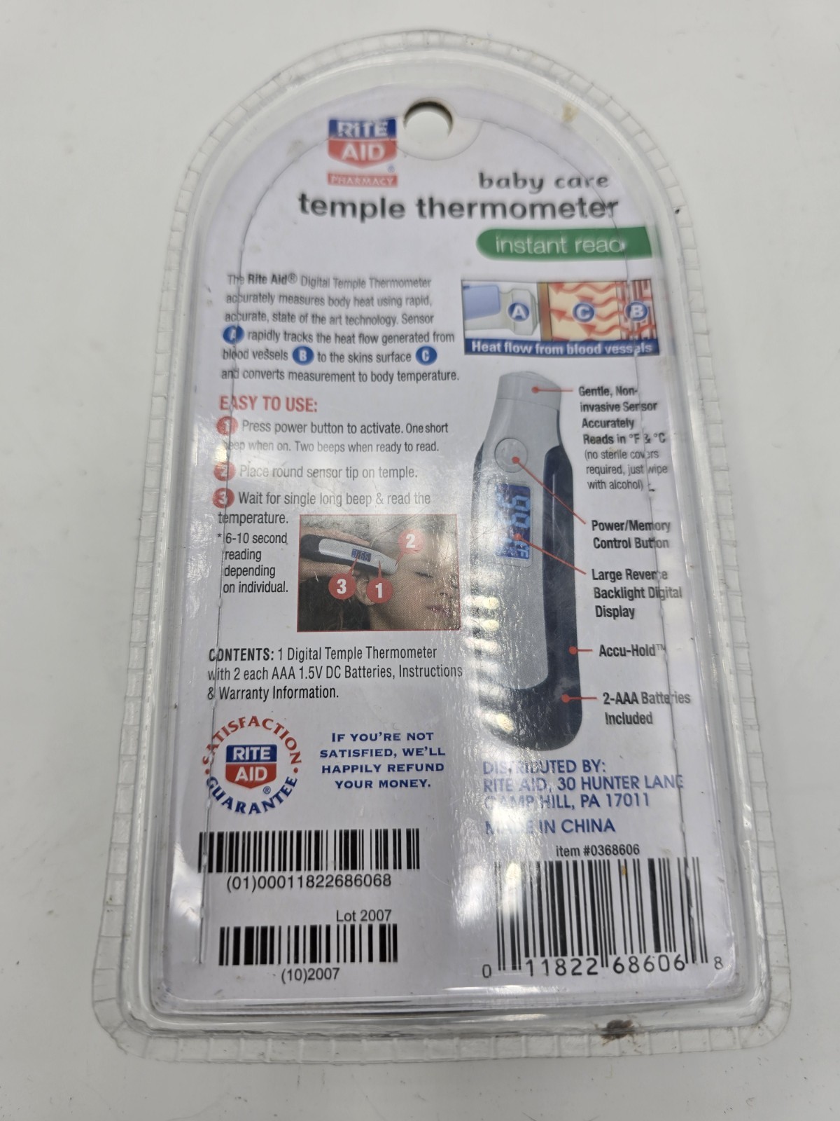 Rite Aid Baby Care Temple Digital Instant Read Thermometer New/Sealed
