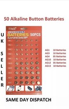 50x All SizesT E Watch Battery Alkaline long life Batteries Button Coin Fob lr44