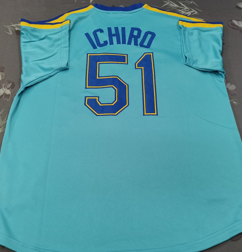 VINTAGE Ichiro Suzuki #51 Mariners Throwback Pullover Light Blue Sewn Jersey.