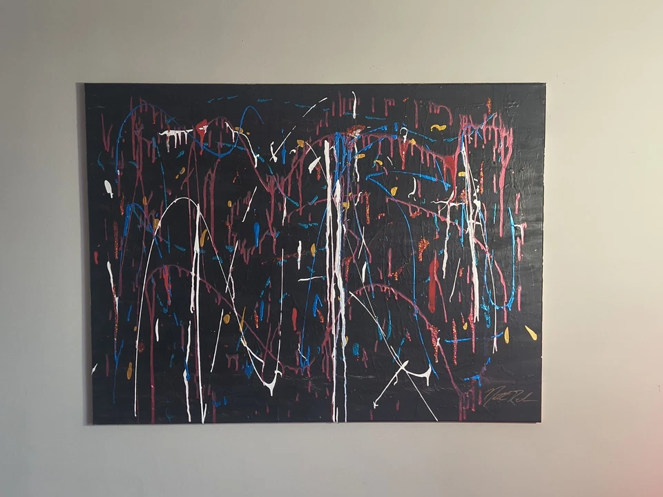 Arte Abstracto Jackson Pollack Inspirado Original Colorido ARTE 48"x36" Foto 3 de 4