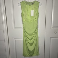 NWT Grace Karin Green Ruched Bodycon Sleeveless Green Dress Sz Small Midi Drape