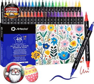 Acrylstifte 48 Farben Wasserfest Dual Tip für DIY Crafts auf Holz Papier Stoff - Bild 1 von 4