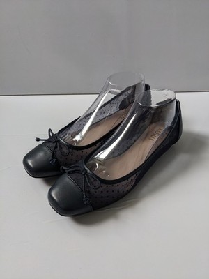 Lotus Navy Blue Mesg Polka Dot Slip On Flat Ballet Pumps Smart