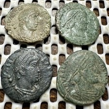 4 Ancient  Roman Coins of Valens, 2 Rome Mint Marks! Plus SMAQS & PCON Mints