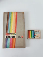 Lot VTG Vintage Art Supplies Weber Costello Alphacolor 48 Pastels + crayons