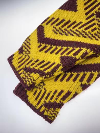 PRADA V-neck geometric ombr? knit sweater/ size L/ wool/ yellow/white/ AMAS 2021 thumbnail 6