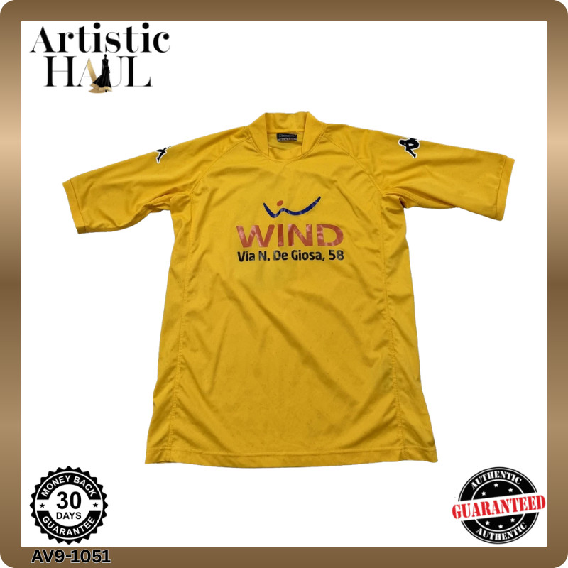 Camiseta de fútbol Kappa amarilla para hombre XL V-Neck 2008 manga corta