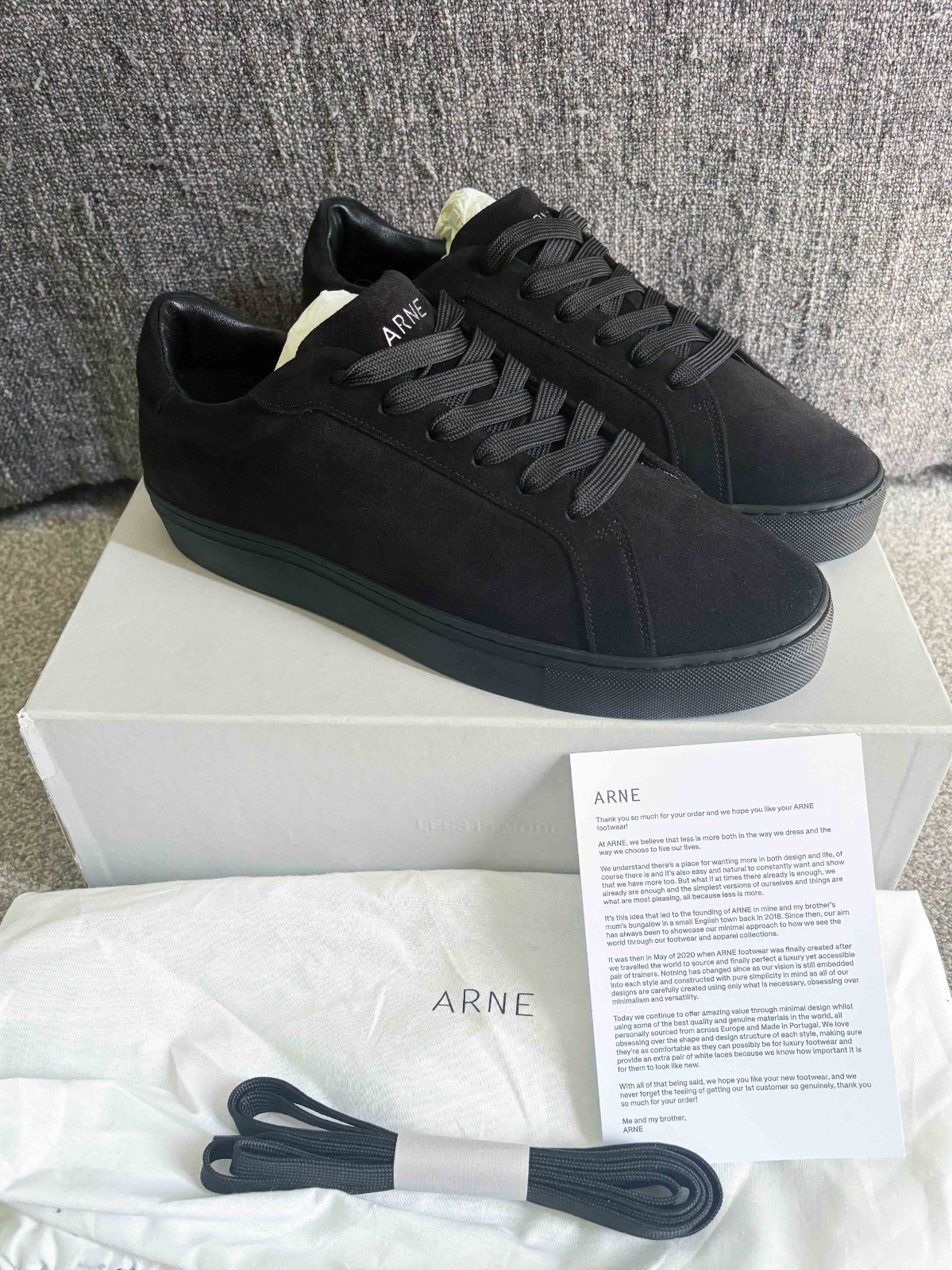 Arne Essential Low Triple Black Men's Suede Trainers UK 10.5 Brand New RRP £120