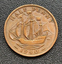 1940 George VI Half Penny Coin  #0406