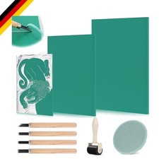 Linoleum Platten Set mit Gummirollen und Werkzeugen für Druckgrafik Kunsthand...