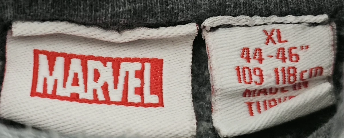Sudadera con Capucha Oficial Marvel Comics Logo Retro XL Lavado Ácido Gris Azul Denim Look