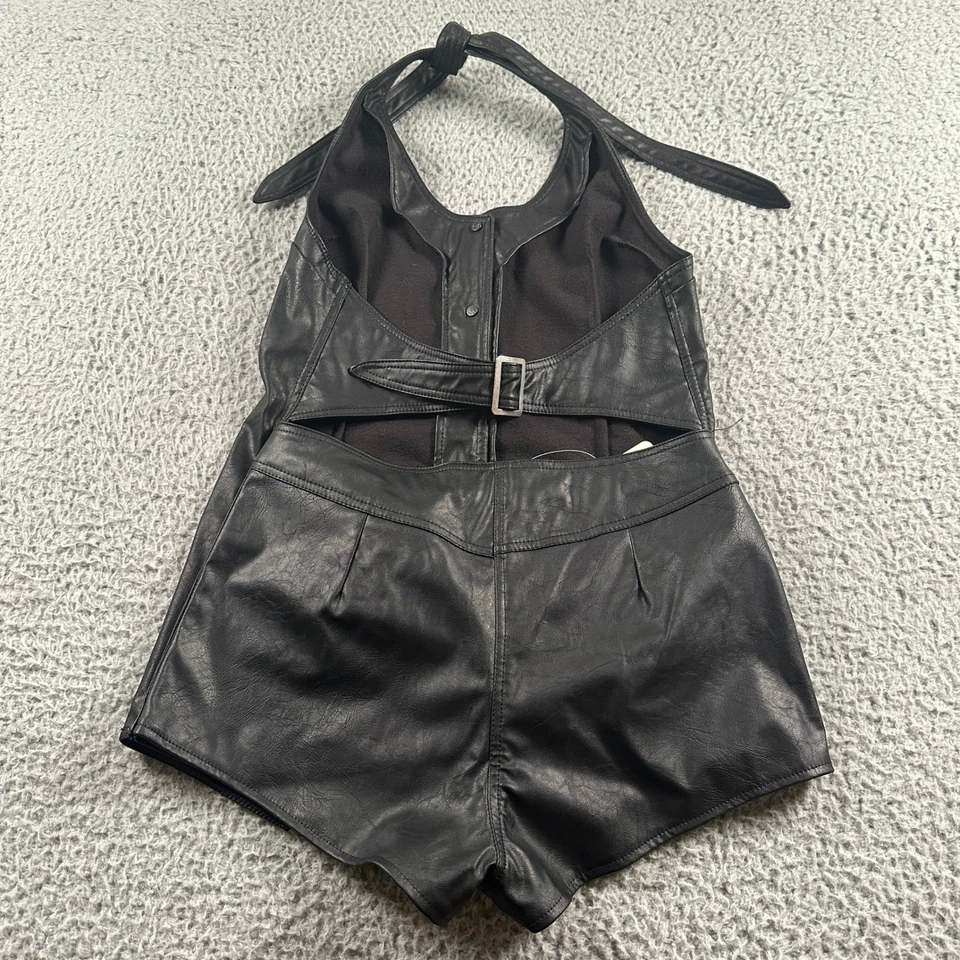 Romper We The Free XS preto couro sintético com botão sem mangas novo com etiquetas $148 - Imagem 4 de 4