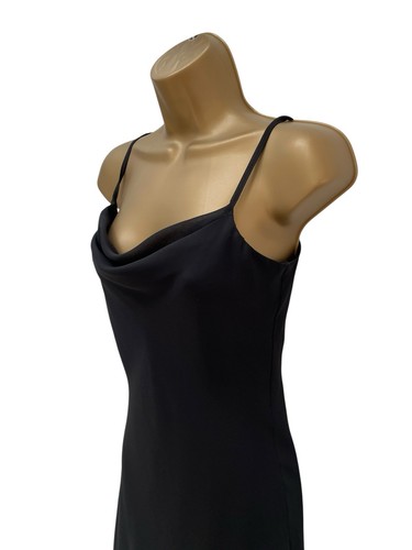 New Look Vintage Dress Y2K Black Slip Dress Size 10 Cowl Neck Lined Made in UK - Picture 5 of 12