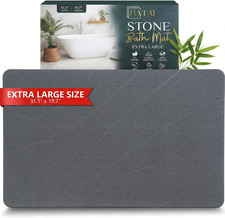 Extra Large Diatomaceous Earth Stone Bath Mat 31.5  X 19.7   Dark Gray XL