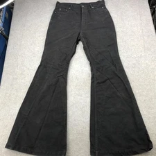 Rick Owens Jeans Mens 34 Black Wide Flare Bell Bottom Button Fly Made in Italy