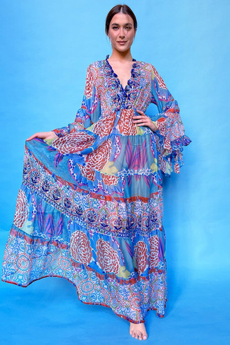 Antica Sartoria 2024 Aqua COLORFUL Long Dress Gorgeous O/S